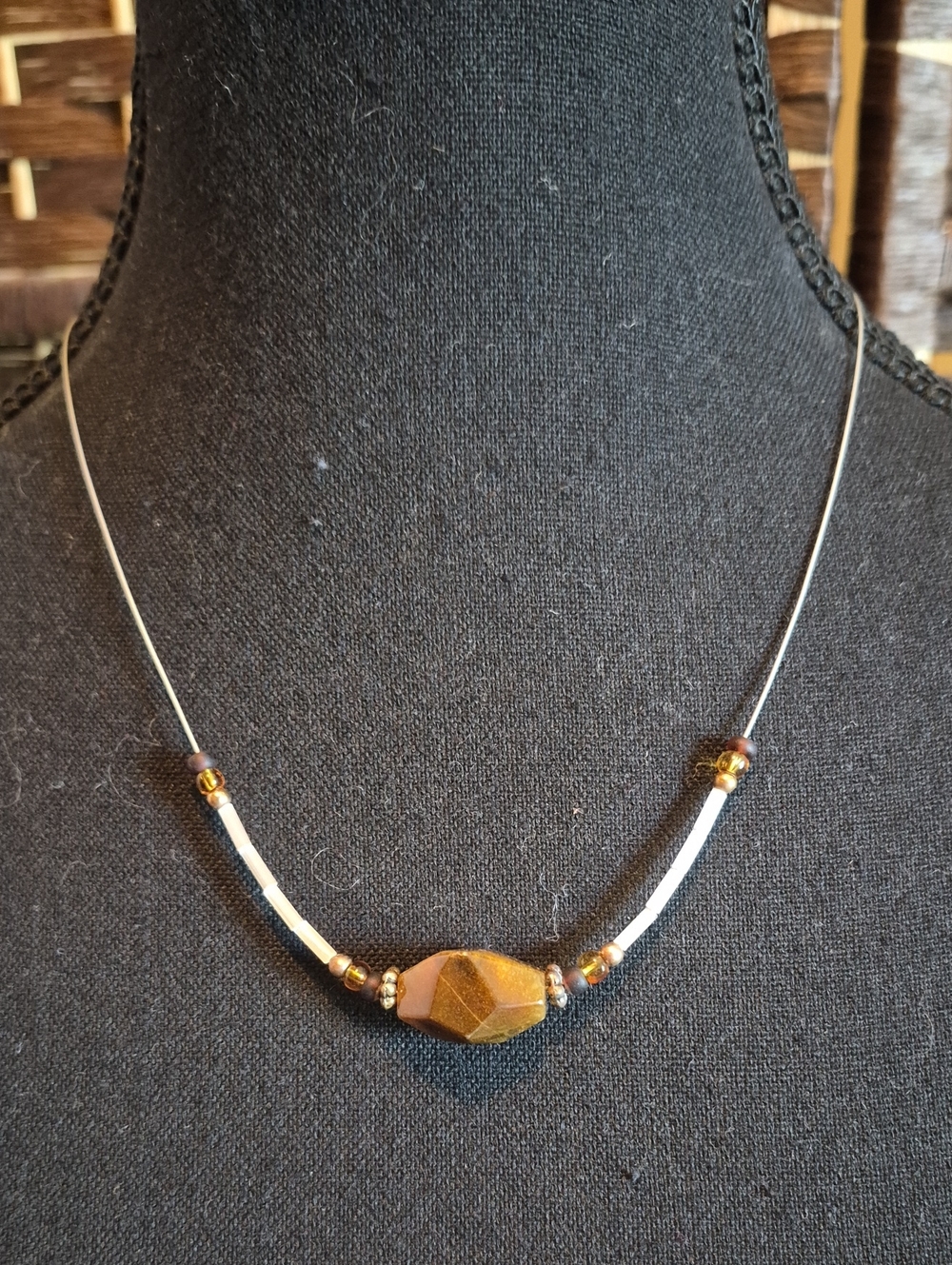Tiger's eye Bead Necklace - Minimalist Women's Jewelry
